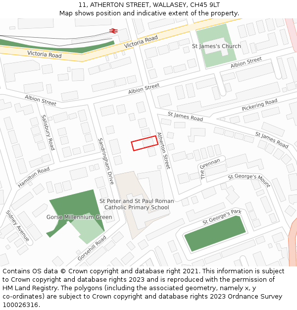 11, ATHERTON STREET, WALLASEY, CH45 9LT: Location map and indicative extent of plot