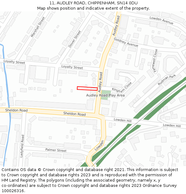 11, AUDLEY ROAD, CHIPPENHAM, SN14 0DU: Location map and indicative extent of plot