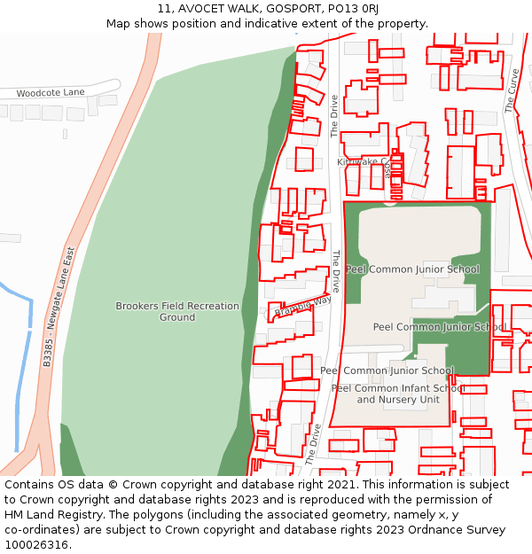11, AVOCET WALK, GOSPORT, PO13 0RJ: Location map and indicative extent of plot
