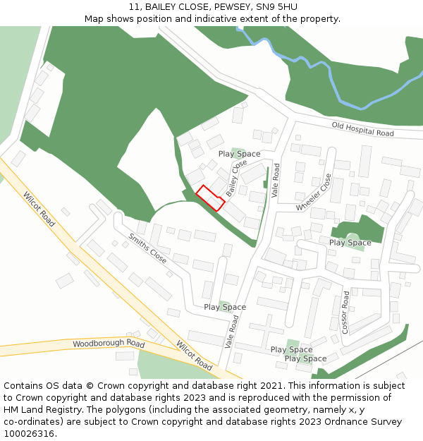 11, BAILEY CLOSE, PEWSEY, SN9 5HU: Location map and indicative extent of plot