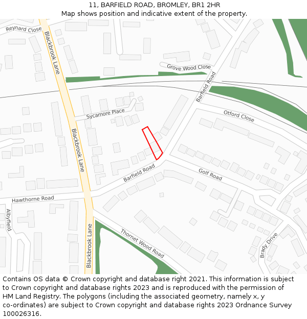 11, BARFIELD ROAD, BROMLEY, BR1 2HR: Location map and indicative extent of plot