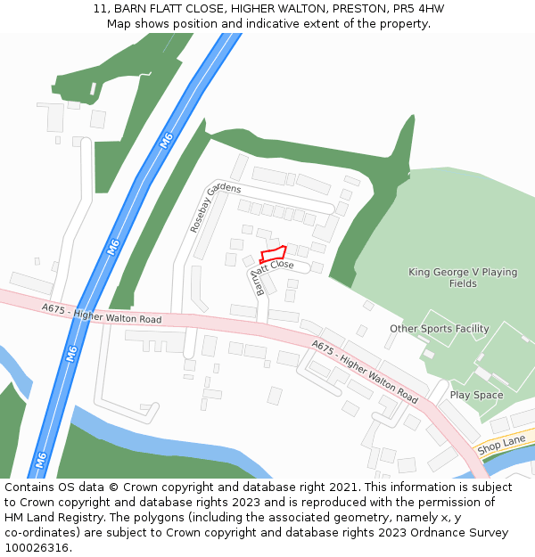 11, BARN FLATT CLOSE, HIGHER WALTON, PRESTON, PR5 4HW: Location map and indicative extent of plot
