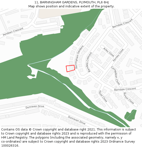 11, BARNINGHAM GARDENS, PLYMOUTH, PL6 6HJ: Location map and indicative extent of plot