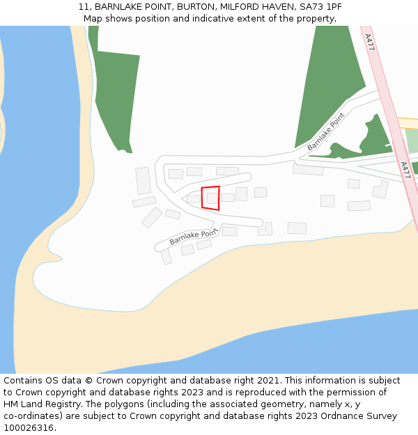 11, BARNLAKE POINT, BURTON, MILFORD HAVEN, SA73 1PF: Location map and indicative extent of plot