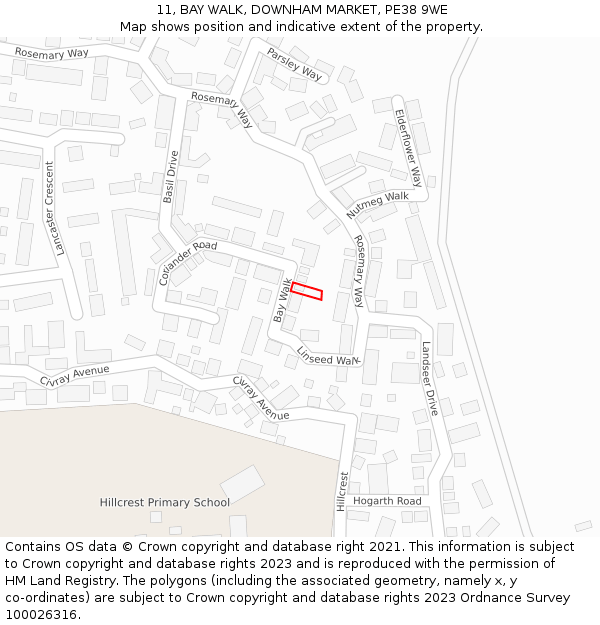 11, BAY WALK, DOWNHAM MARKET, PE38 9WE: Location map and indicative extent of plot