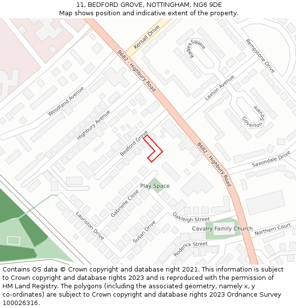 11, BEDFORD GROVE, NOTTINGHAM, NG6 9DE: Location map and indicative extent of plot