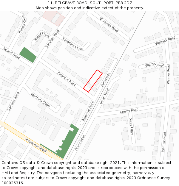 11, BELGRAVE ROAD, SOUTHPORT, PR8 2DZ: Location map and indicative extent of plot