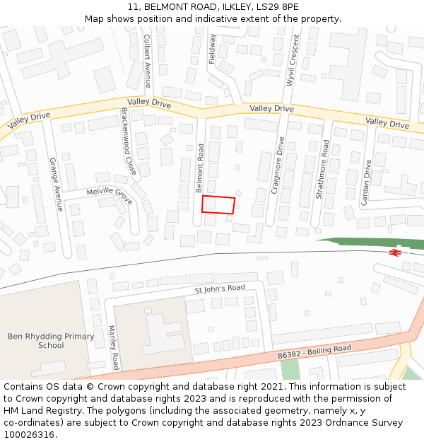 11, BELMONT ROAD, ILKLEY, LS29 8PE: Location map and indicative extent of plot