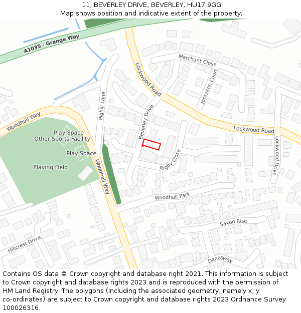 11, BEVERLEY DRIVE, BEVERLEY, HU17 9GG: Location map and indicative extent of plot