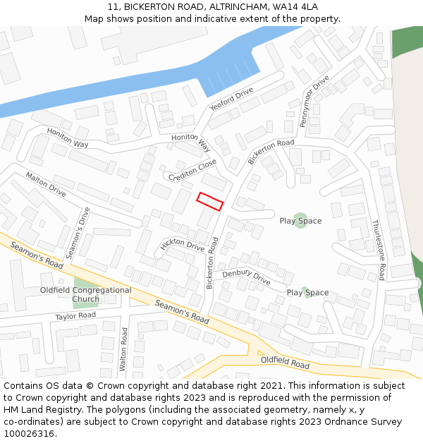 11, BICKERTON ROAD, ALTRINCHAM, WA14 4LA: Location map and indicative extent of plot