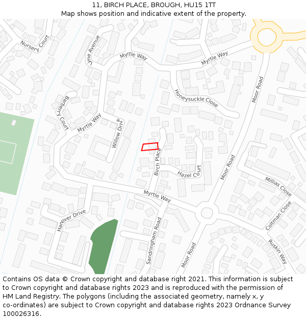 11, BIRCH PLACE, BROUGH, HU15 1TT: Location map and indicative extent of plot
