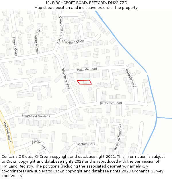 11, BIRCHCROFT ROAD, RETFORD, DN22 7ZD: Location map and indicative extent of plot