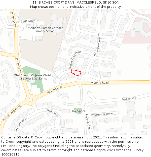 11, BIRCHES CROFT DRIVE, MACCLESFIELD, SK10 3QN: Location map and indicative extent of plot