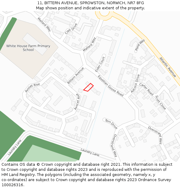 11, BITTERN AVENUE, SPROWSTON, NORWICH, NR7 8FG: Location map and indicative extent of plot