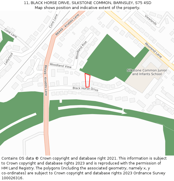 11, BLACK HORSE DRIVE, SILKSTONE COMMON, BARNSLEY, S75 4SD: Location map and indicative extent of plot