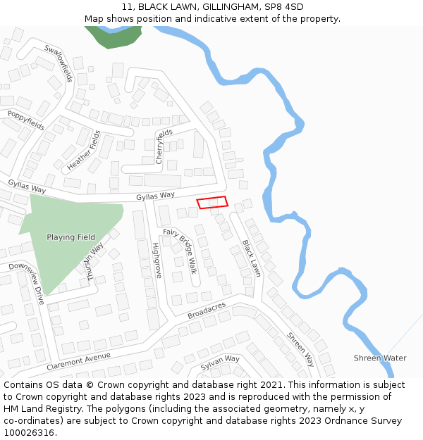 11, BLACK LAWN, GILLINGHAM, SP8 4SD: Location map and indicative extent of plot