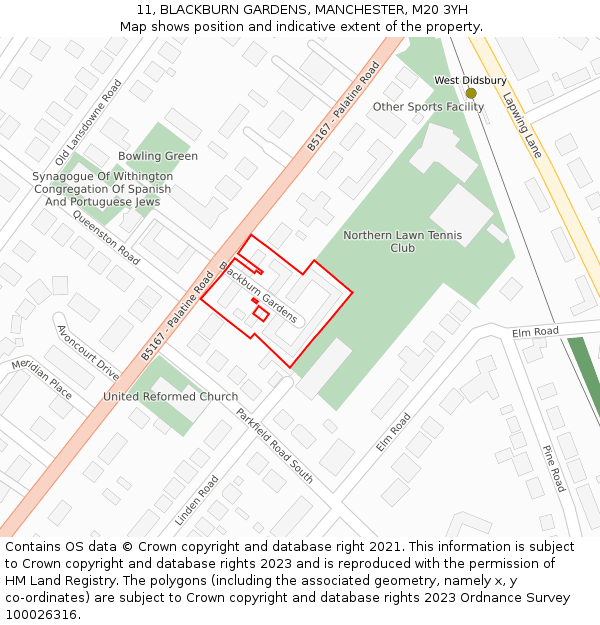 11, BLACKBURN GARDENS, MANCHESTER, M20 3YH: Location map and indicative extent of plot