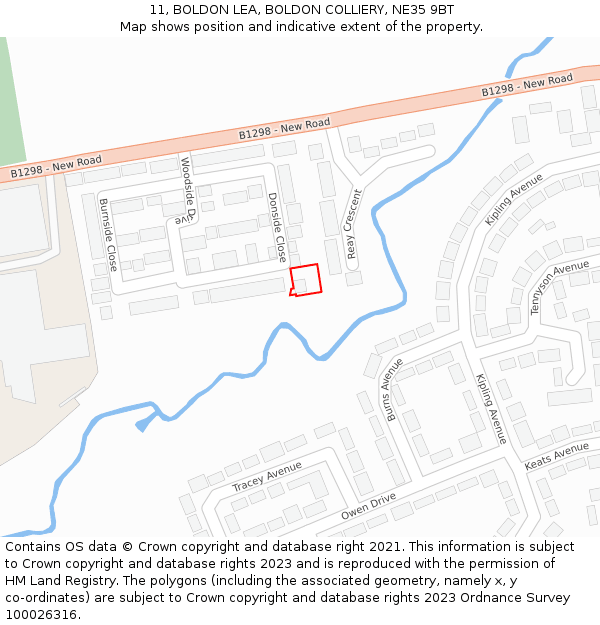 11, BOLDON LEA, BOLDON COLLIERY, NE35 9BT: Location map and indicative extent of plot