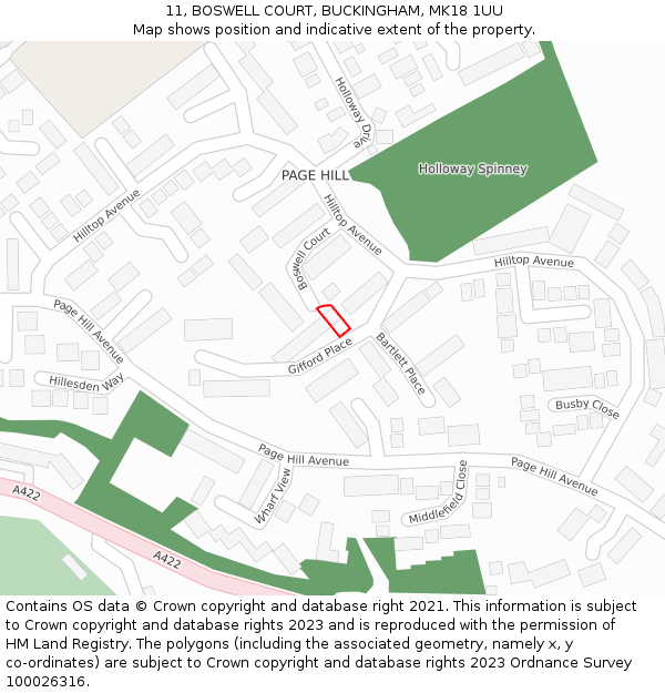 11, BOSWELL COURT, BUCKINGHAM, MK18 1UU: Location map and indicative extent of plot