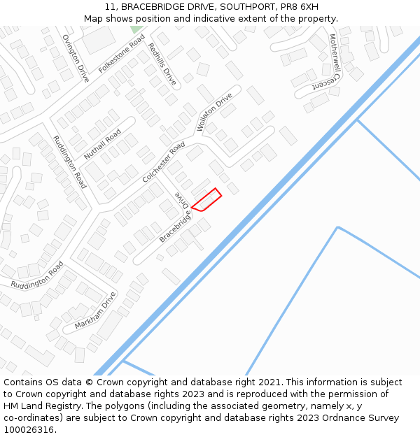 11, BRACEBRIDGE DRIVE, SOUTHPORT, PR8 6XH: Location map and indicative extent of plot