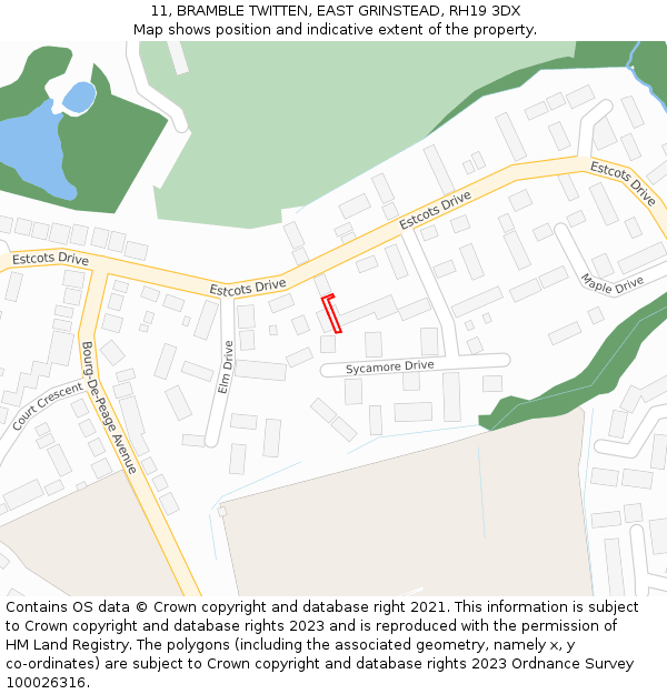 11, BRAMBLE TWITTEN, EAST GRINSTEAD, RH19 3DX: Location map and indicative extent of plot