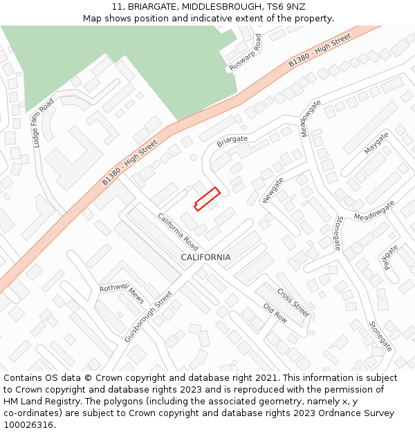 11, BRIARGATE, MIDDLESBROUGH, TS6 9NZ: Location map and indicative extent of plot
