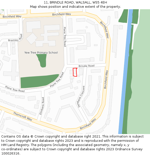 11, BRINDLE ROAD, WALSALL, WS5 4EH: Location map and indicative extent of plot