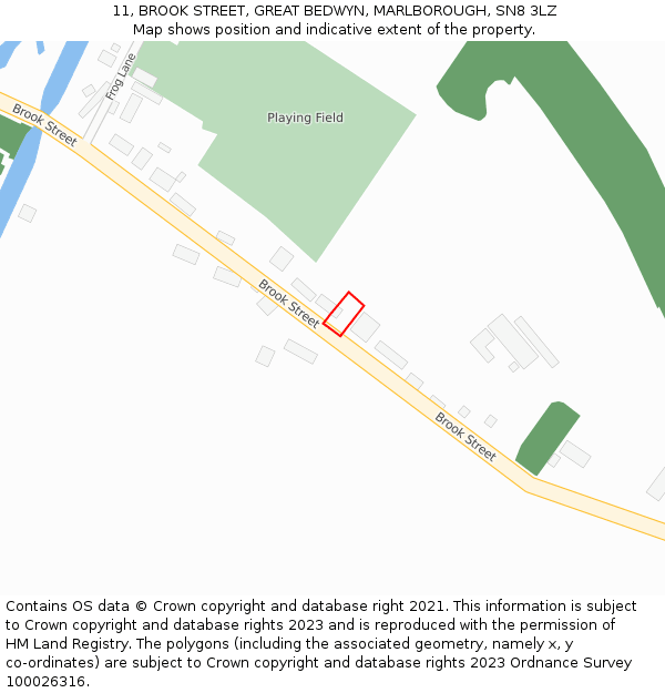 11, BROOK STREET, GREAT BEDWYN, MARLBOROUGH, SN8 3LZ: Location map and indicative extent of plot