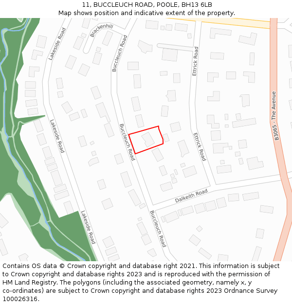 11, BUCCLEUCH ROAD, POOLE, BH13 6LB: Location map and indicative extent of plot