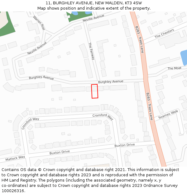 11, BURGHLEY AVENUE, NEW MALDEN, KT3 4SW: Location map and indicative extent of plot