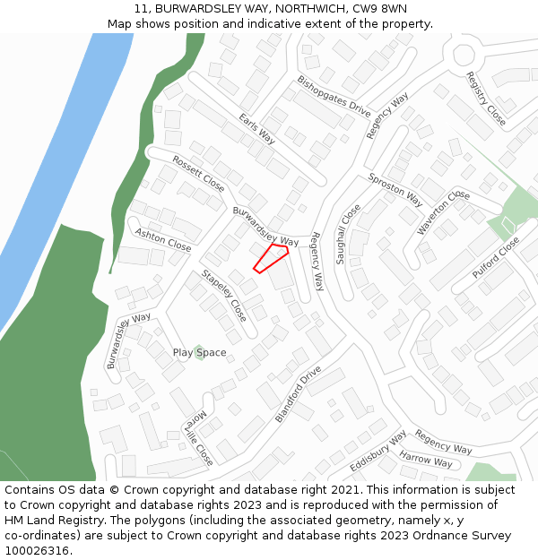 11, BURWARDSLEY WAY, NORTHWICH, CW9 8WN: Location map and indicative extent of plot