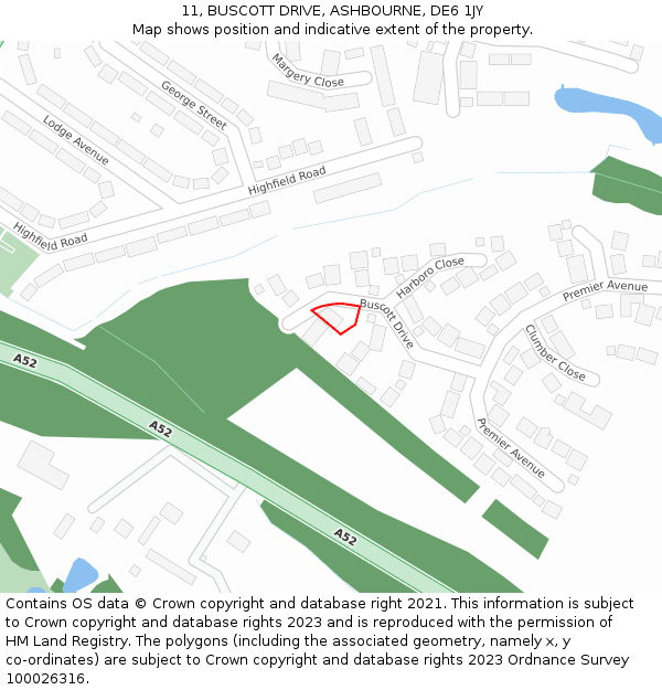 11, BUSCOTT DRIVE, ASHBOURNE, DE6 1JY: Location map and indicative extent of plot