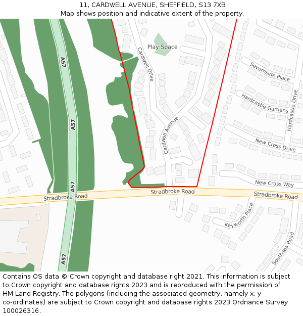 11, CARDWELL AVENUE, SHEFFIELD, S13 7XB: Location map and indicative extent of plot