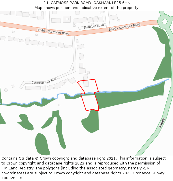 11, CATMOSE PARK ROAD, OAKHAM, LE15 6HN: Location map and indicative extent of plot