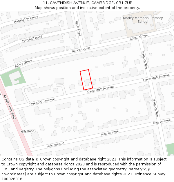 11, CAVENDISH AVENUE, CAMBRIDGE, CB1 7UP: Location map and indicative extent of plot