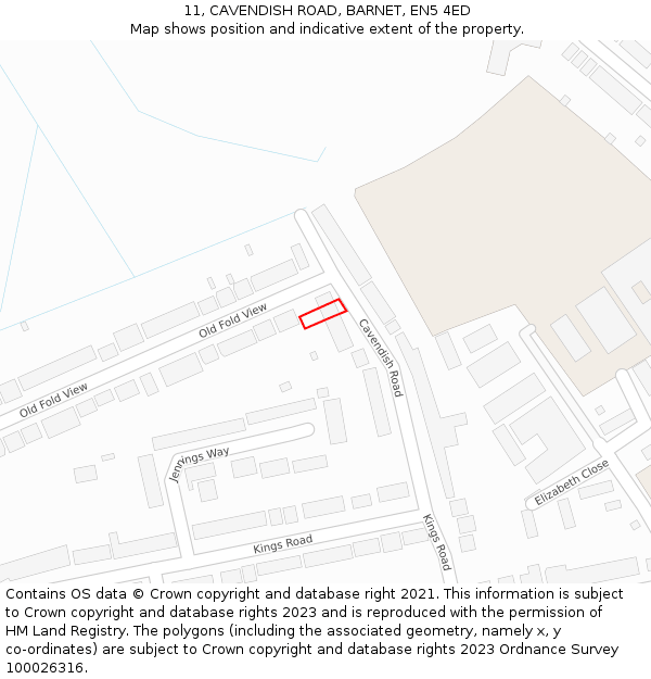11, CAVENDISH ROAD, BARNET, EN5 4ED: Location map and indicative extent of plot