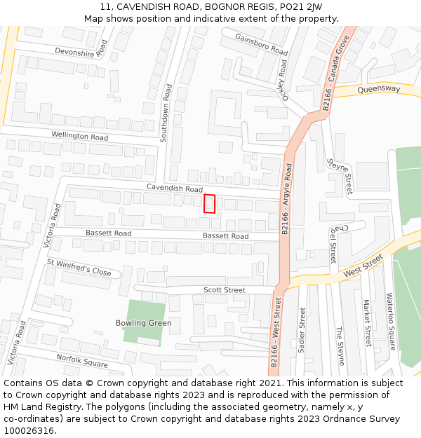 11, CAVENDISH ROAD, BOGNOR REGIS, PO21 2JW: Location map and indicative extent of plot