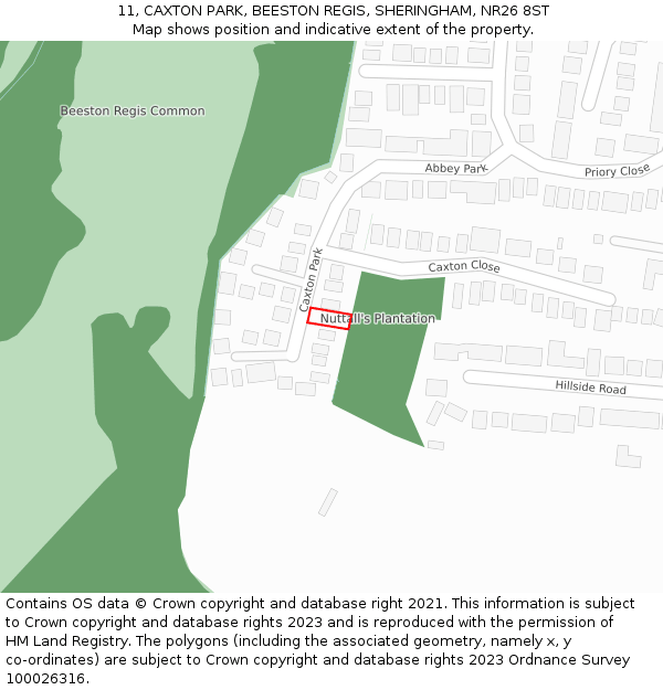 11, CAXTON PARK, BEESTON REGIS, SHERINGHAM, NR26 8ST: Location map and indicative extent of plot