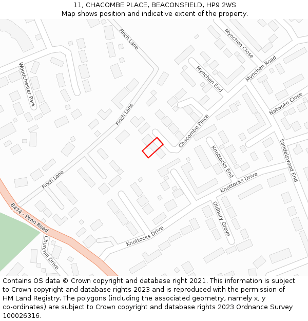 11, CHACOMBE PLACE, BEACONSFIELD, HP9 2WS: Location map and indicative extent of plot