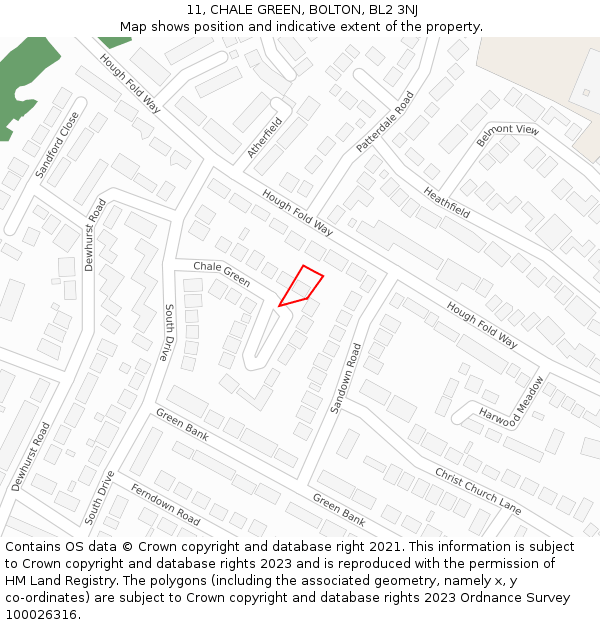 11, CHALE GREEN, BOLTON, BL2 3NJ: Location map and indicative extent of plot