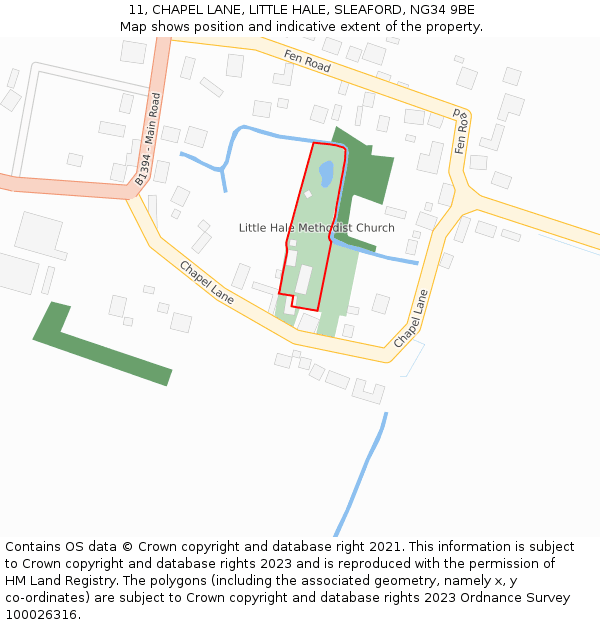 11, CHAPEL LANE, LITTLE HALE, SLEAFORD, NG34 9BE: Location map and indicative extent of plot