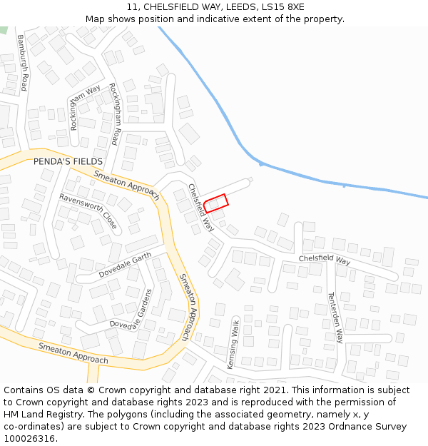 11, CHELSFIELD WAY, LEEDS, LS15 8XE: Location map and indicative extent of plot