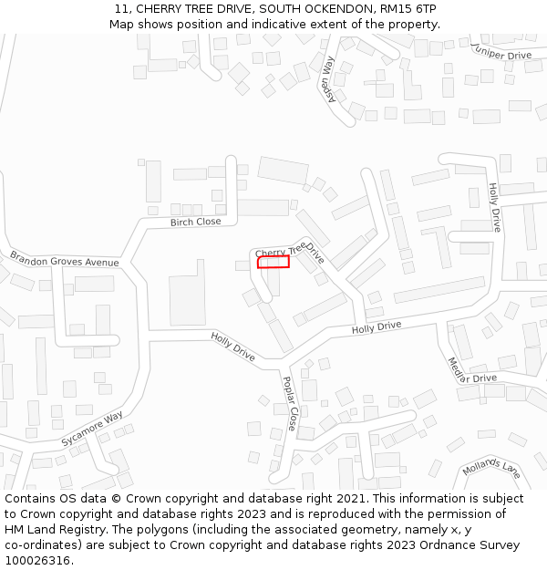 11, CHERRY TREE DRIVE, SOUTH OCKENDON, RM15 6TP: Location map and indicative extent of plot