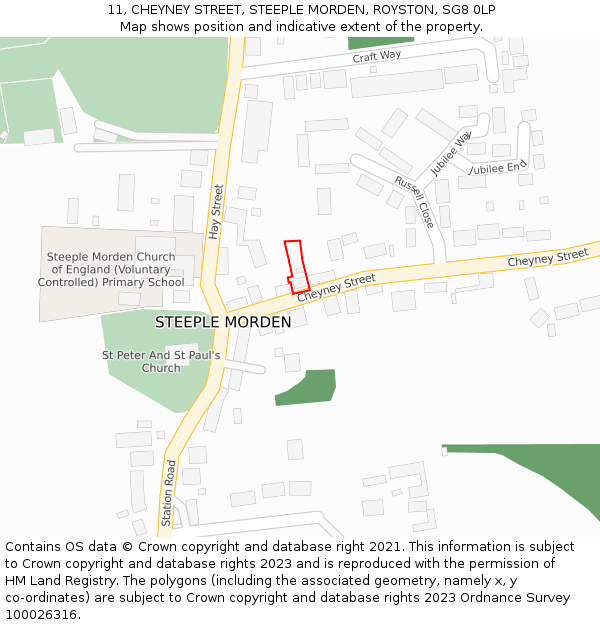 11, CHEYNEY STREET, STEEPLE MORDEN, ROYSTON, SG8 0LP: Location map and indicative extent of plot
