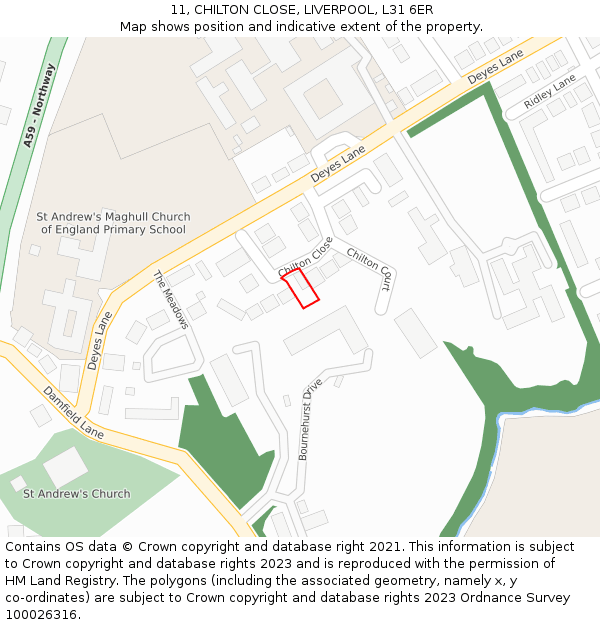 11, CHILTON CLOSE, LIVERPOOL, L31 6ER: Location map and indicative extent of plot