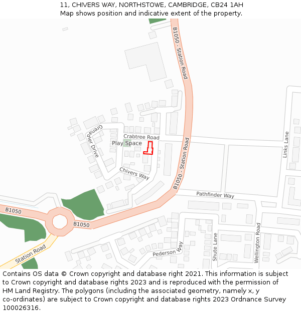 11, CHIVERS WAY, NORTHSTOWE, CAMBRIDGE, CB24 1AH: Location map and indicative extent of plot