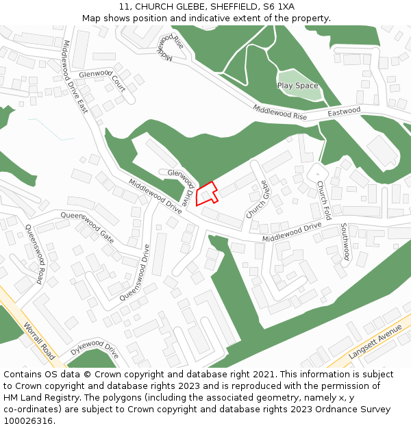 11, CHURCH GLEBE, SHEFFIELD, S6 1XA: Location map and indicative extent of plot