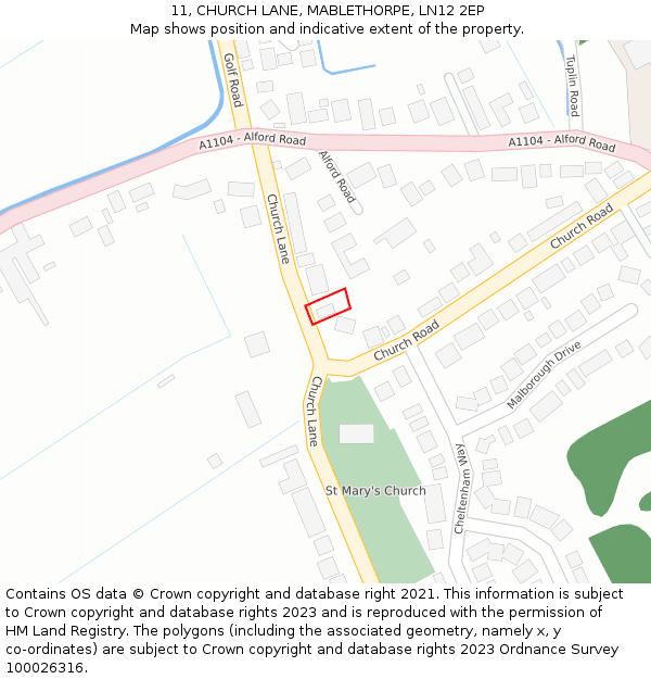11, CHURCH LANE, MABLETHORPE, LN12 2EP: Location map and indicative extent of plot