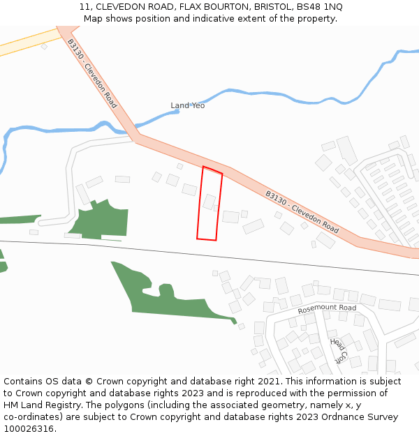 11, CLEVEDON ROAD, FLAX BOURTON, BRISTOL, BS48 1NQ: Location map and indicative extent of plot