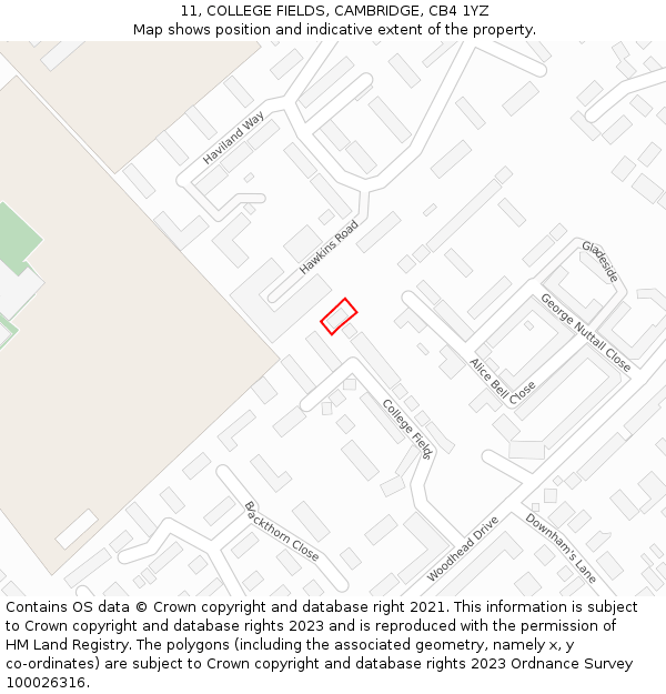 11, COLLEGE FIELDS, CAMBRIDGE, CB4 1YZ: Location map and indicative extent of plot